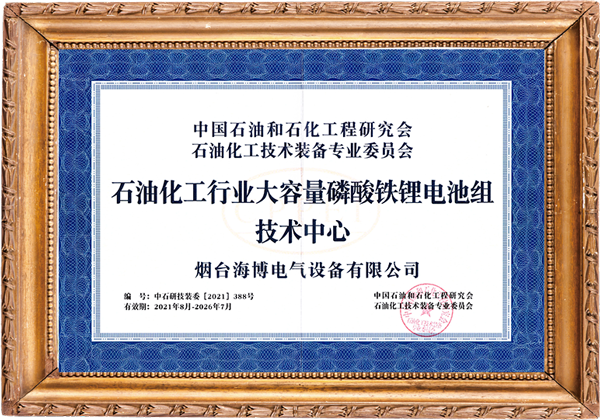 海博獲石化行業大容量磷酸鐵鋰電池組技術中心